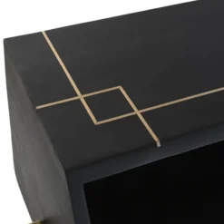 Escritorio de Madera de Mango Color Negra con Detalles Dorados MB-182710