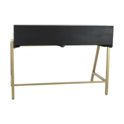 Escritorio de Madera de Mango Color Negra con Detalles Dorados MB-182710