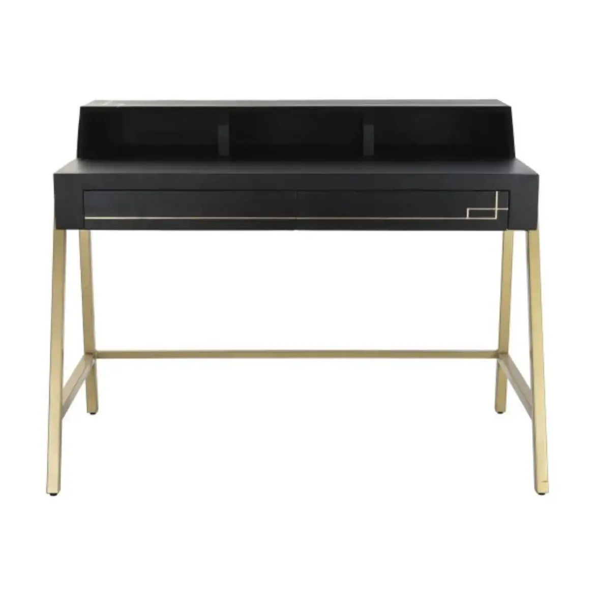 Escritorio de Madera de Mango Color Negra con Detalles Dorados MB-182710