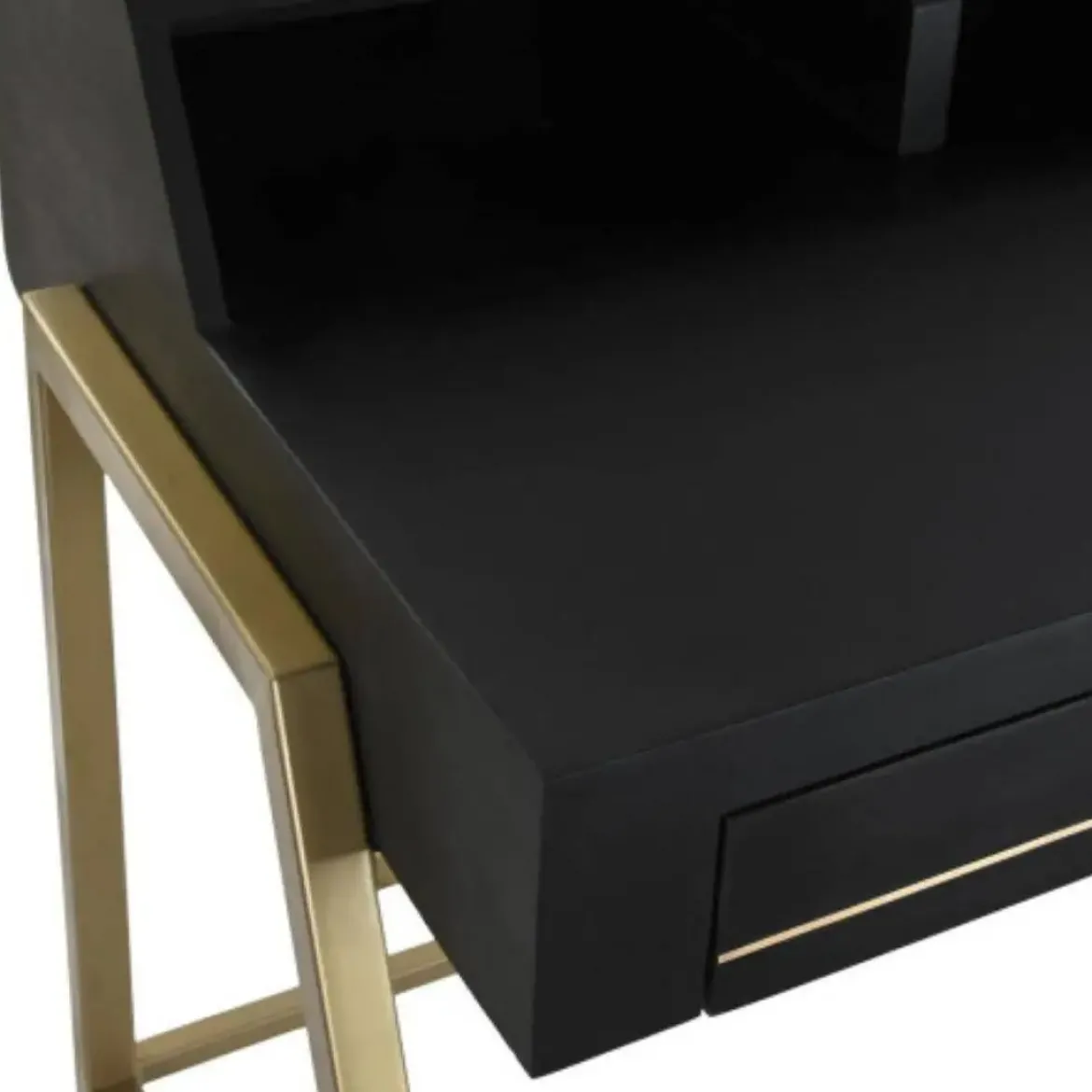 Escritorio de Madera de Mango Color Negra con Detalles Dorados MB-182710