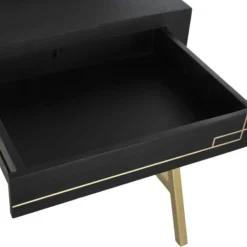 Escritorio de Madera de Mango Color Negra con Detalles Dorados MB-182710