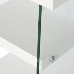 Escritorio de Oficina Blanco deMDF y Cristal con 2 Estantes Inferiores MB-207705