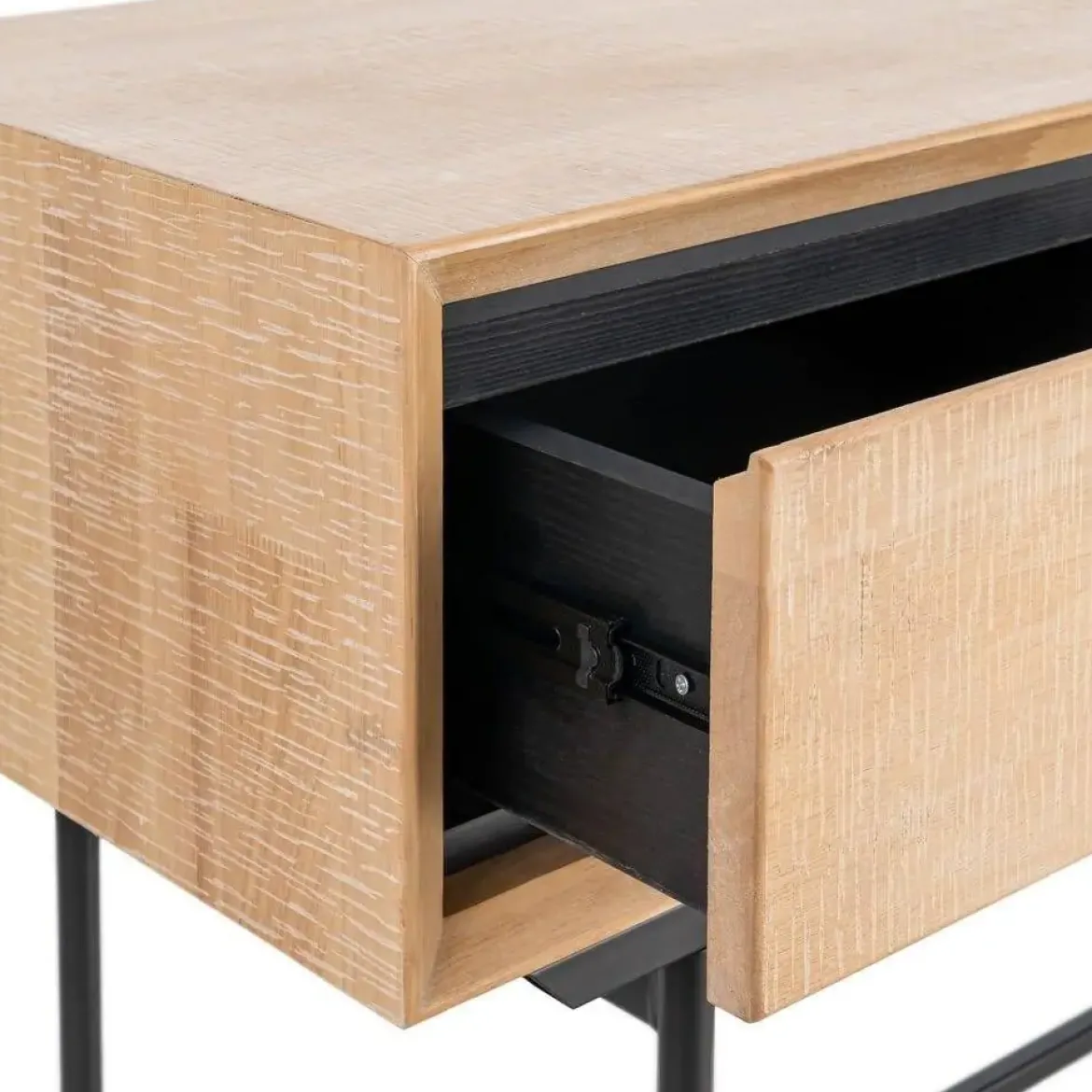 Escritorio de Oficina Natural y Negro de Madera y Metal 615684