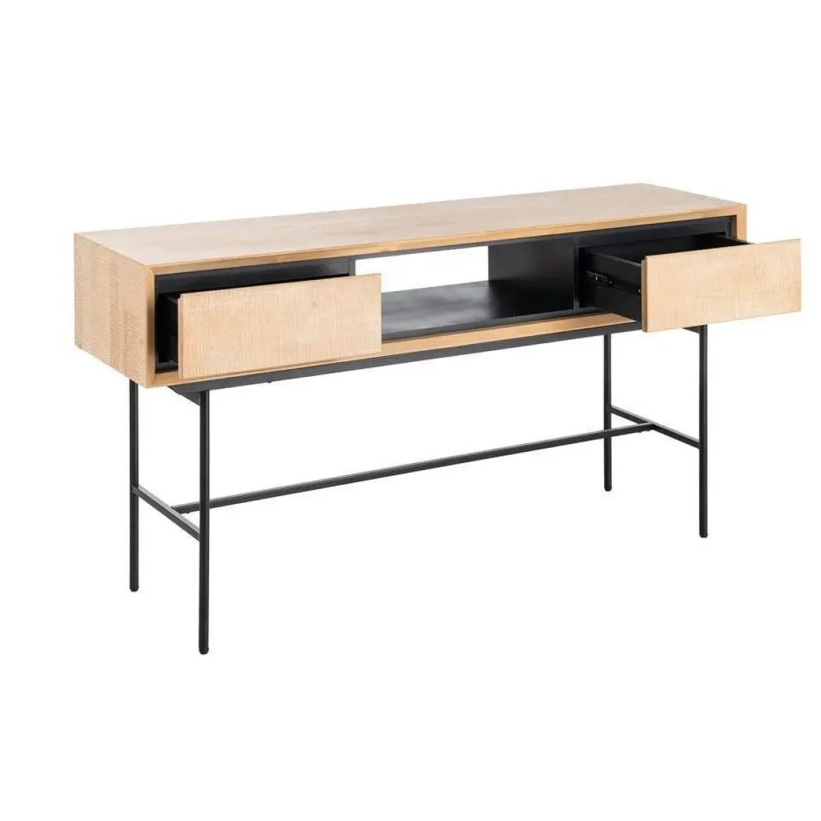 Escritorio de Oficina Natural y Negro de Madera y Metal 615684