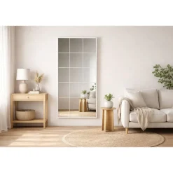 Espejo de Pared de Cristal y Hierro Blanco de 90x150 cm ES-204882