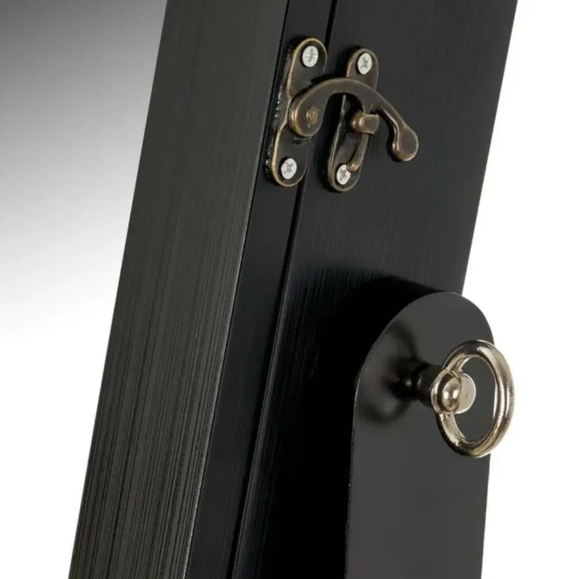 Espejo de Pie Joyero Negro de Madera