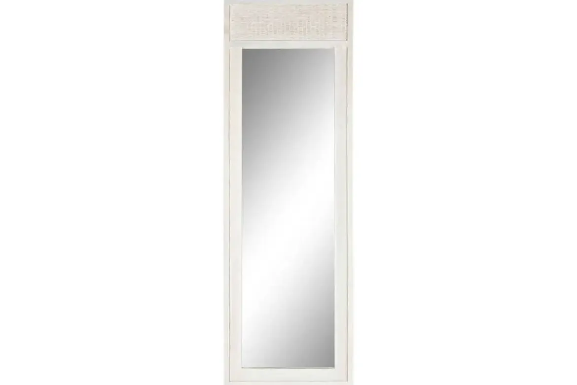 Espejo de Pie Vestidor Mango y Ratán Blanco Roto MB-215078
