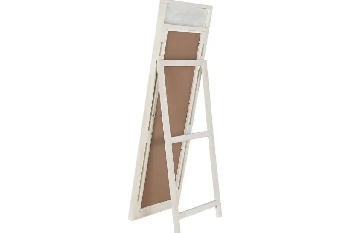 Espejo de Pie Vestidor Mango y Ratán Blanco Roto MB-215078