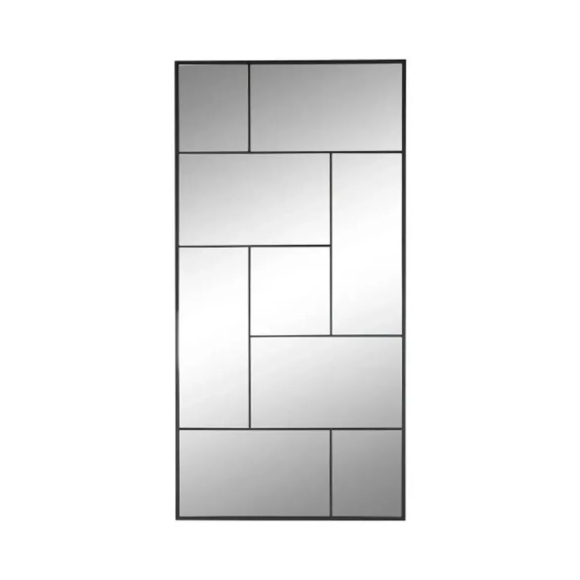 Espejo Geométrico de Pared de Cristal y Hierro Negro de 90x180 cm ES-215376