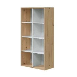 Estantería alta roble nodi y blanco Artik de melamina 015419W
