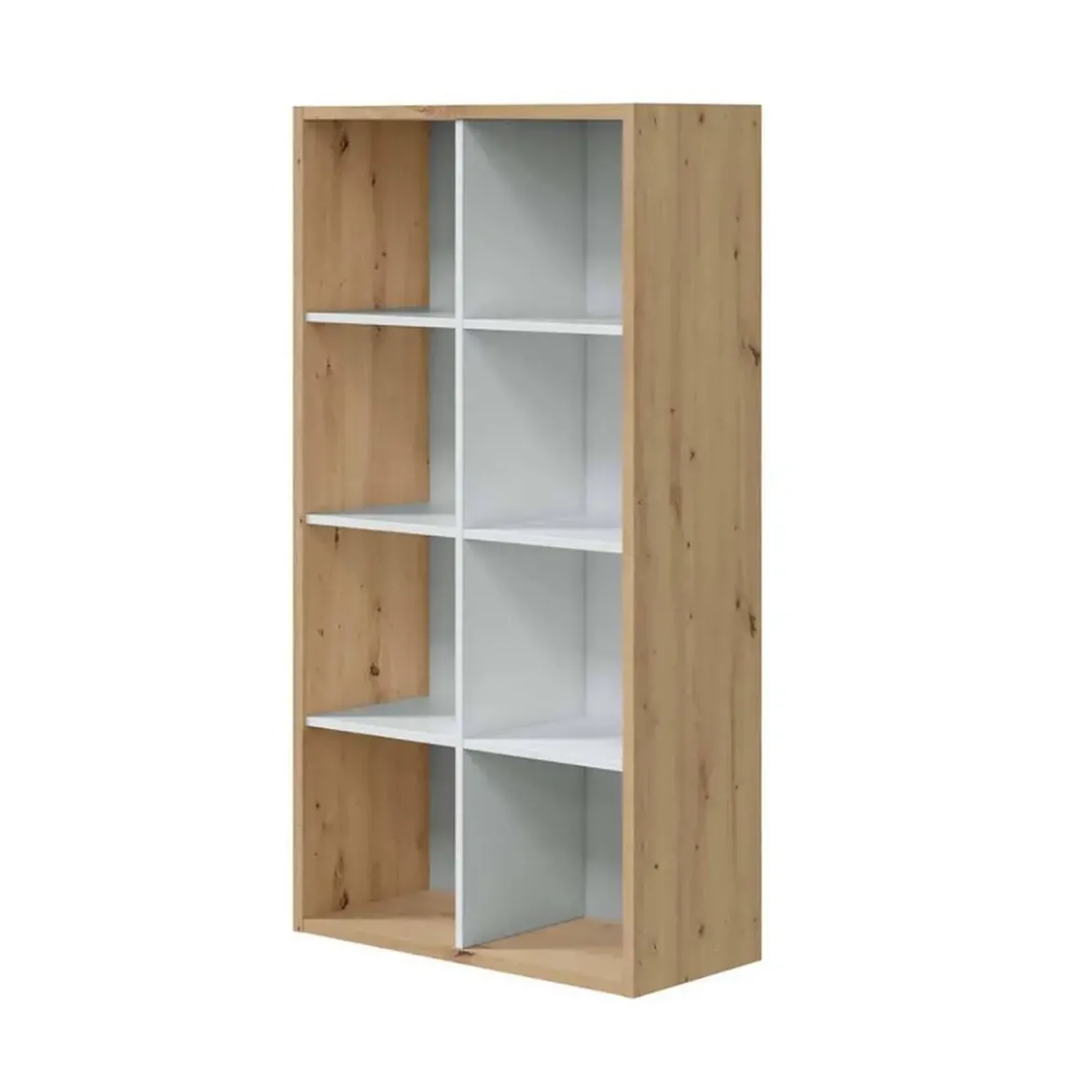 Estantería alta roble nodi y blanco Artik de melamina 015419W