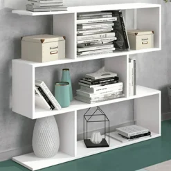 Estantería Asimétrica Baja de Melamina Color Blanco AURA