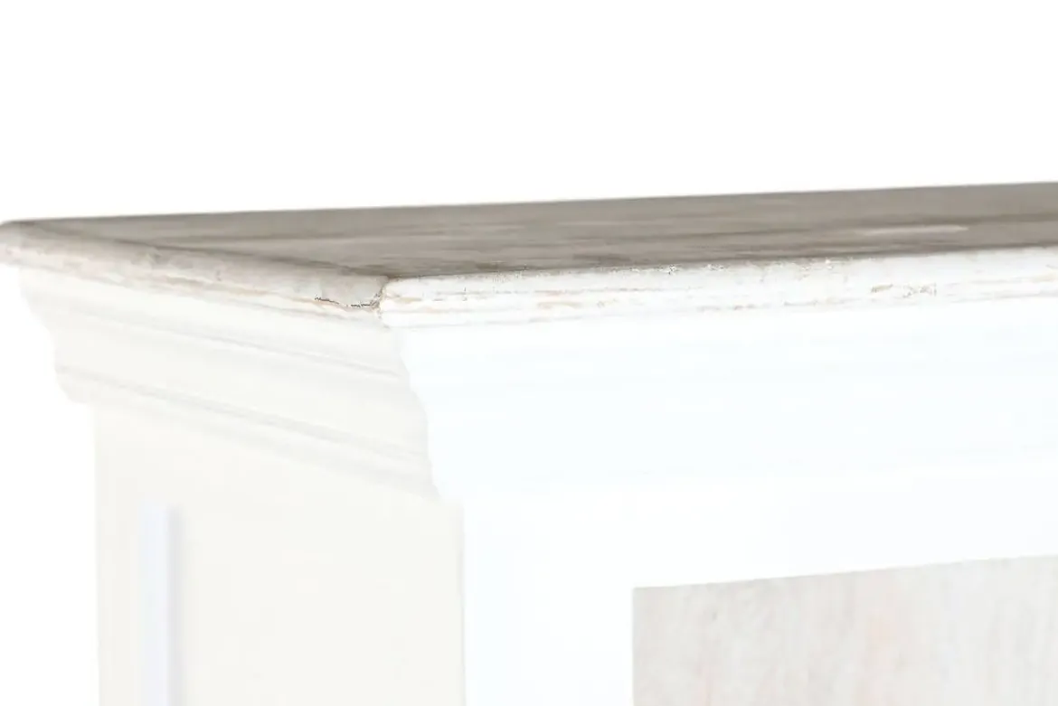 Estantería de Madera de Mango Blanco Envejecido con Cajón MB-219423