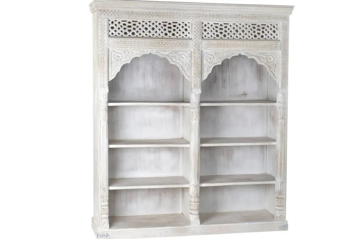 Estantería de Madera Tallada en Blanco MB-220358