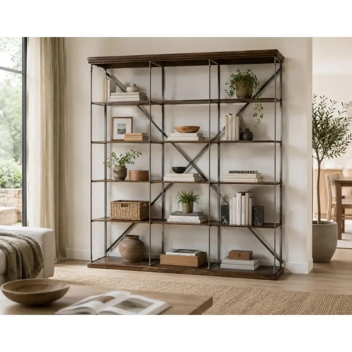 Estantería Industrial de Madera Sheesham y Metal MB-201505