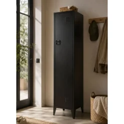 Estantería Taquilla de Metal Negro de Una Puerta MB-209231
