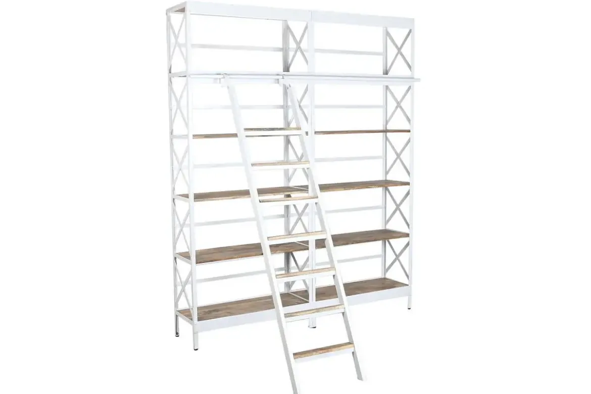 Estanteria con Escalera Metal-Madera de Mango 220 cm MB-218893