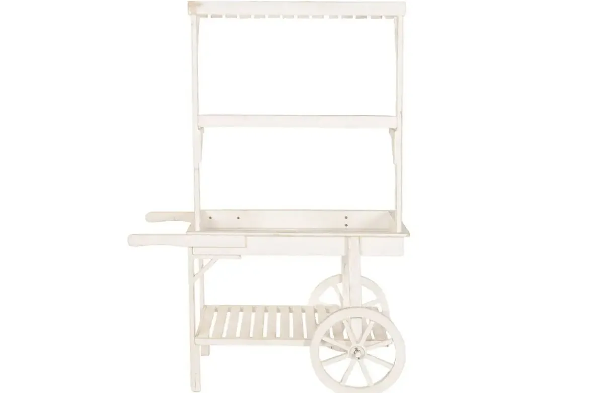 Expositor de Madera Blanco con Ruedas de Abeto de 115 cm MB-224502