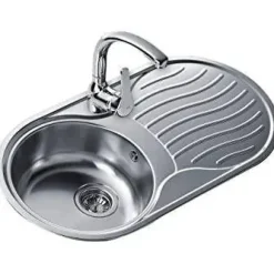 Fregadero Circular Derecha Encastrado con Cubeta de 36 cm y Escurridor INOX TEKA DR-80 11110005