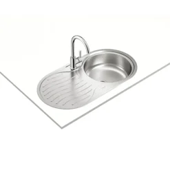 Fregadero Circular Encastrado y Reversible con Cubeta de 36 cm y Escurridor INOX TEKA DR-80 10110005
