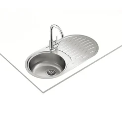 Fregadero Circular Encastrado y Reversible con Cubeta de 36 cm y Escurridor INOX TEKA DR-80 10110005