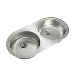 Fregadero circular encastrado con cubetas de 36 cm Sin Orificio TEKA DR-80 2C 10110006
