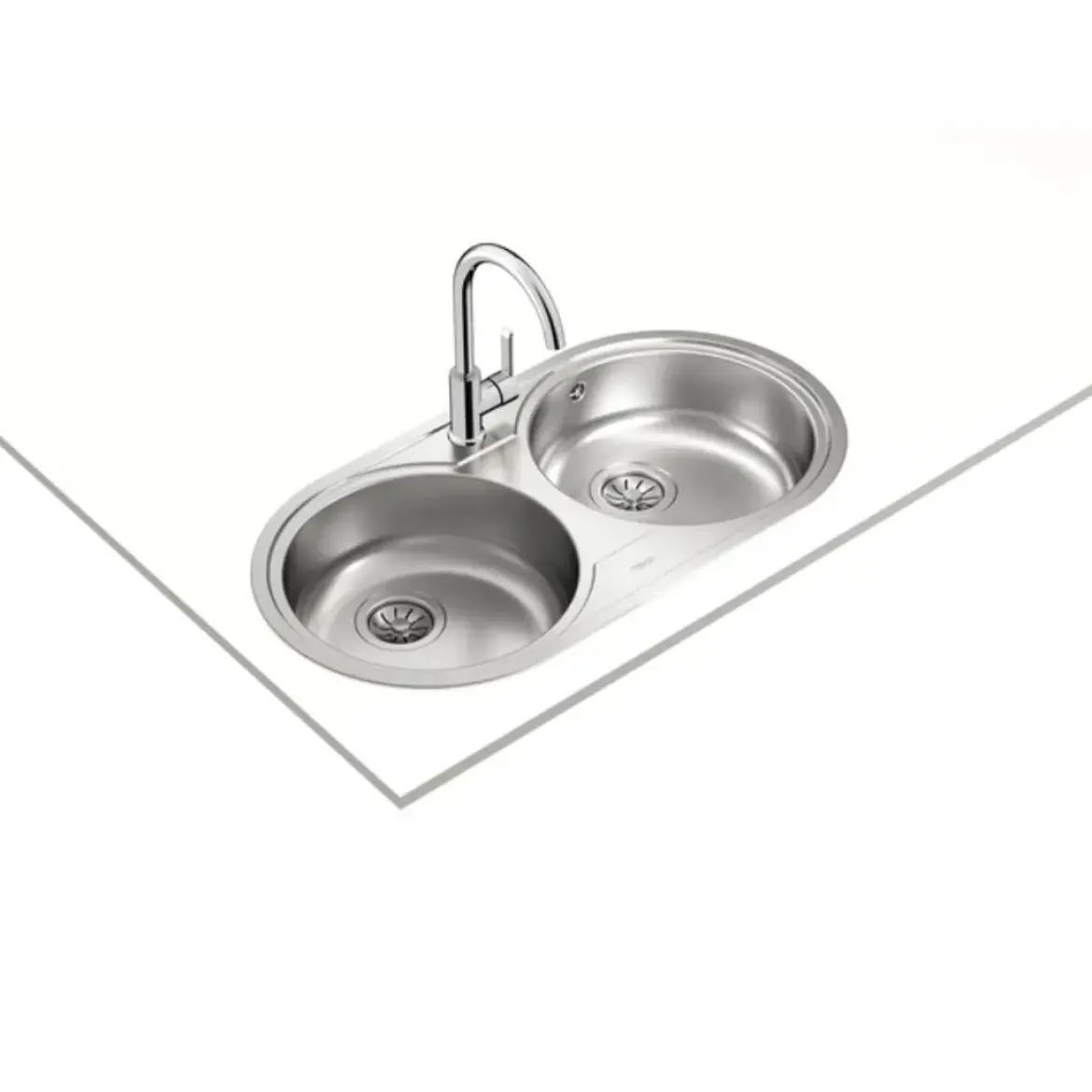 Fregadero circular encastrado con cubetas de 36 cm Sin Orificio TEKA DR-80 2C 10110006