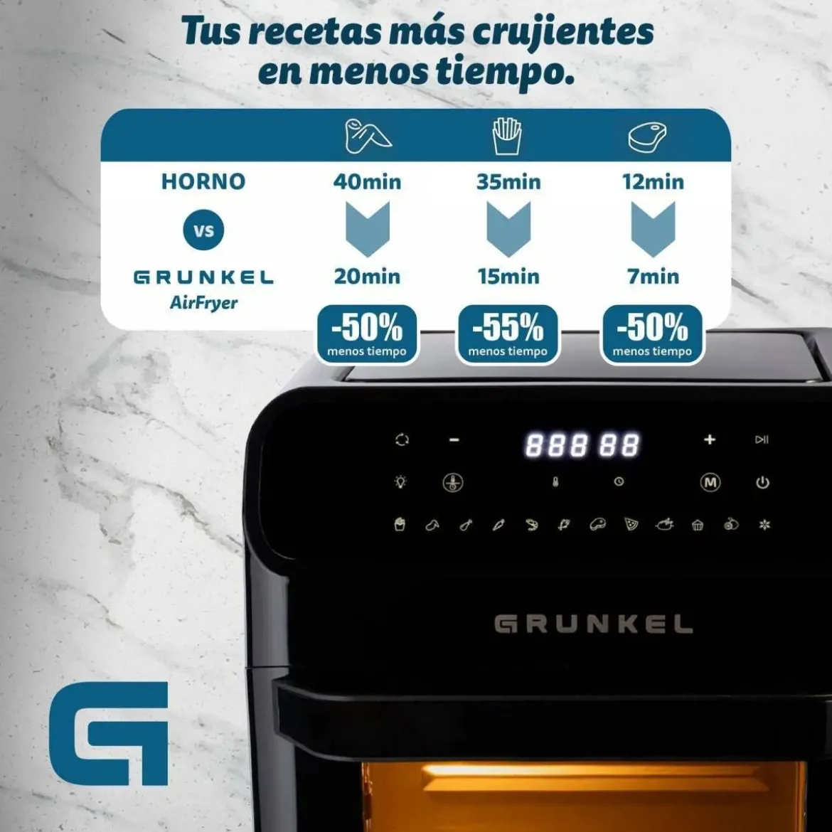 Freidora de aire GRUNKEL 12 L 1600w Fryer Oven Black