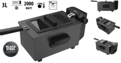 Freidora Princess 182006 de 3 Litros 2000 W con Termostato Regulable