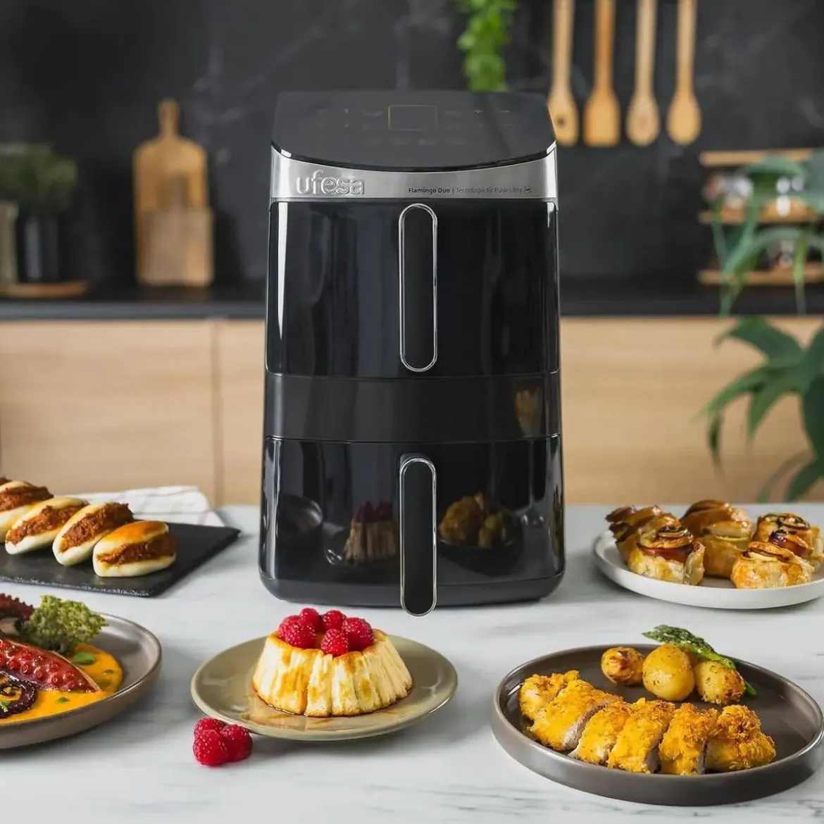 Freidora Sin Aceite Ufesa 11,5L 2500W Doble Altura FLAMINGODUO
