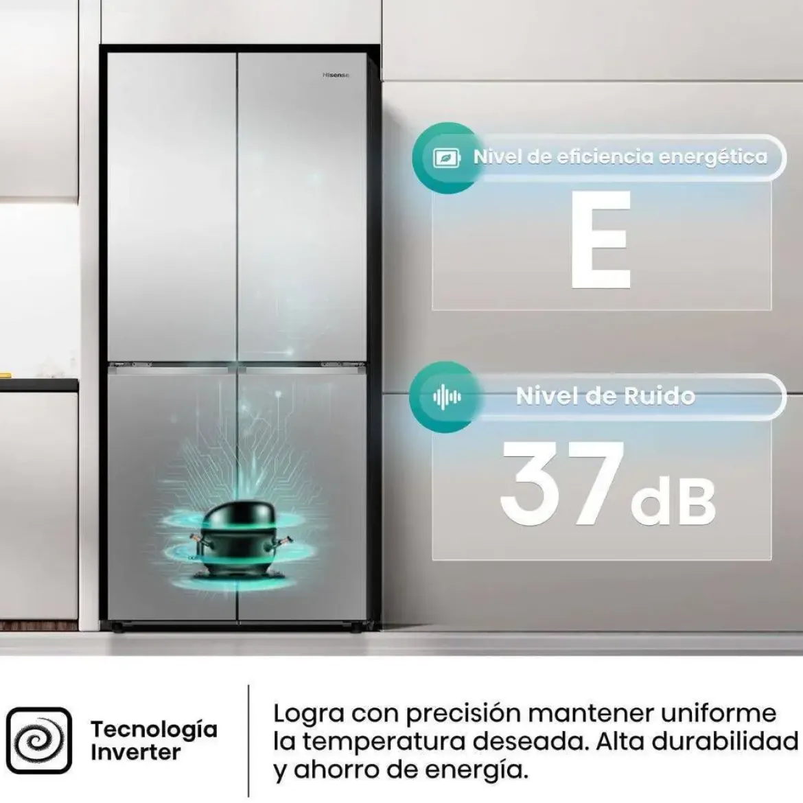 Frigorífico Americano Inox 4 Puertas con WiFi Clase E MQ79470IE