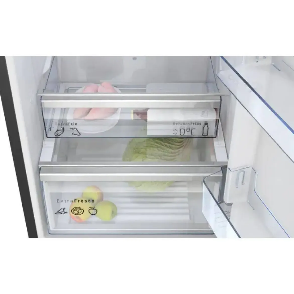 Frigorífico Combi Cristal Negro No Frost de 203 cm BALAY 3KFD855NI
