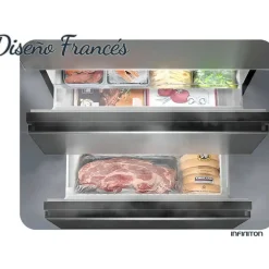 Frigorífico Combi Francés INFINITON Cristal Negro 401 L FRD401T91NEG