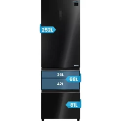 Frigorífico Combi Francés INFINITON Cristal Negro 401 L FRD401T91NEG