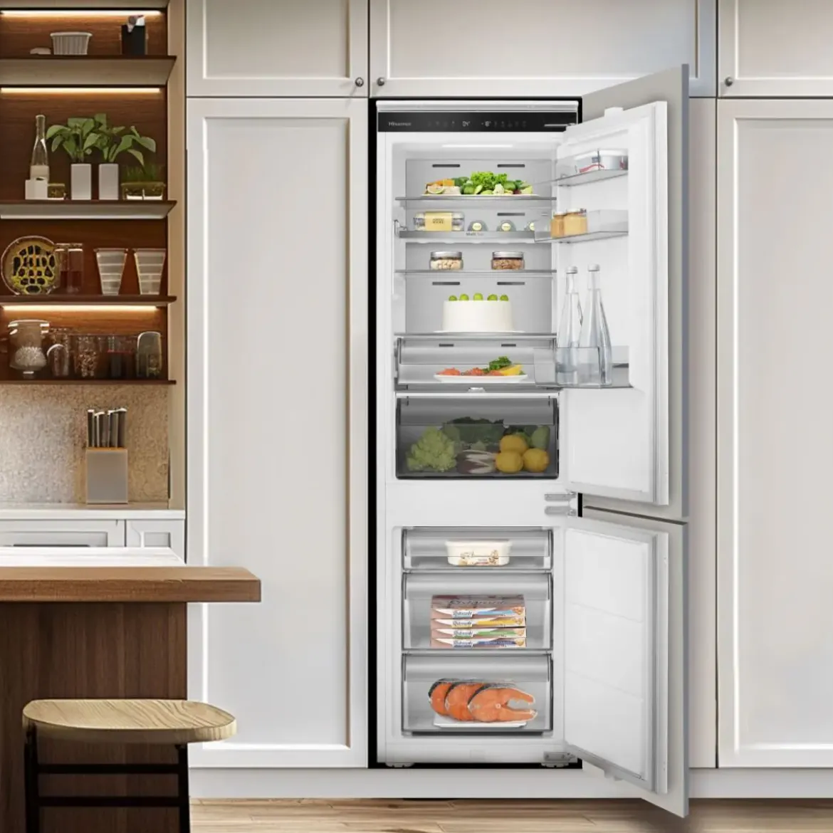 Frigorífico Combi Hisense Integrable No Frost Metal Tech RB3B250SAWE