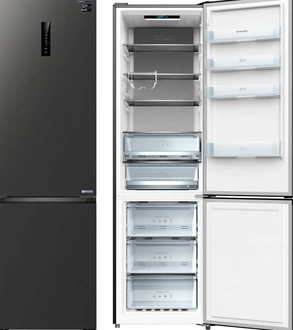 Frigorífico Combi INFINITON FGC403C20DDK 200x60 Dark Inox No Frost Inverter