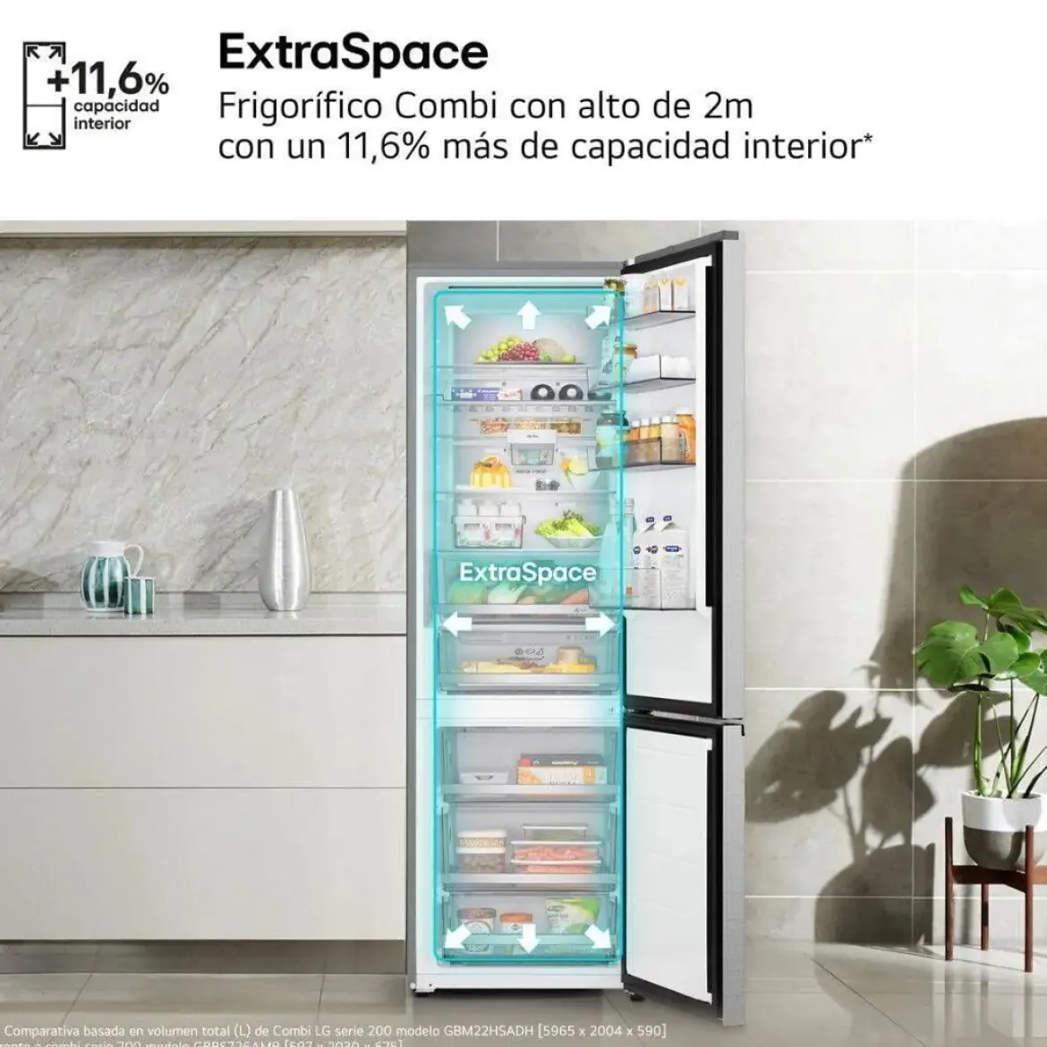 Frigorífico Combi LG G88S726AM8 No Frost Inox Antihuellas 375L Clase A