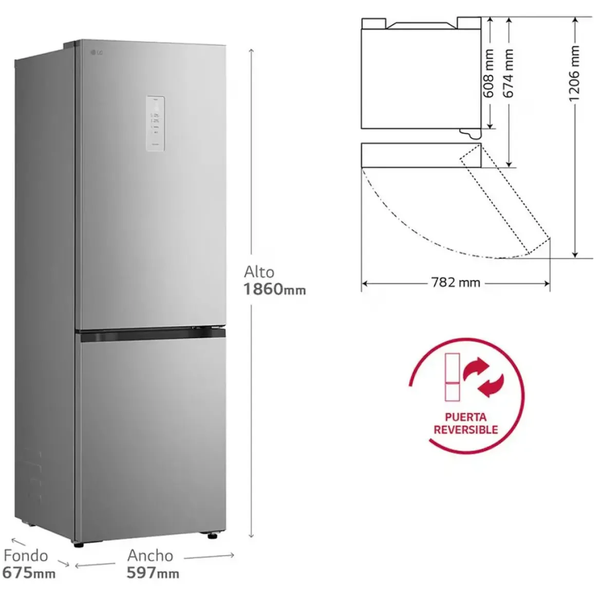 Frigorífico Combi LG Inox Door Cooling GSJ11Y