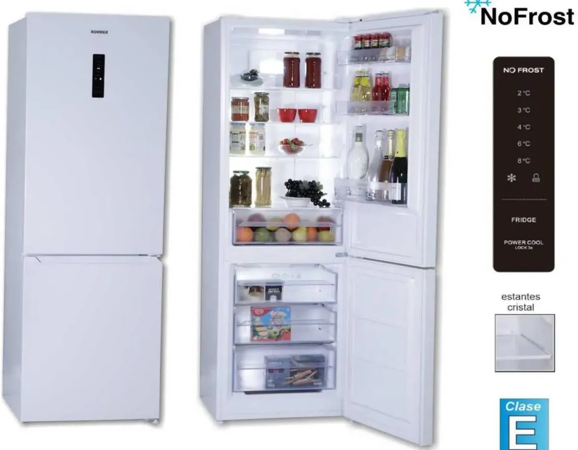 Frigorífico Combi ROMMER No Frost Blanco con Display 293L FCH405NF