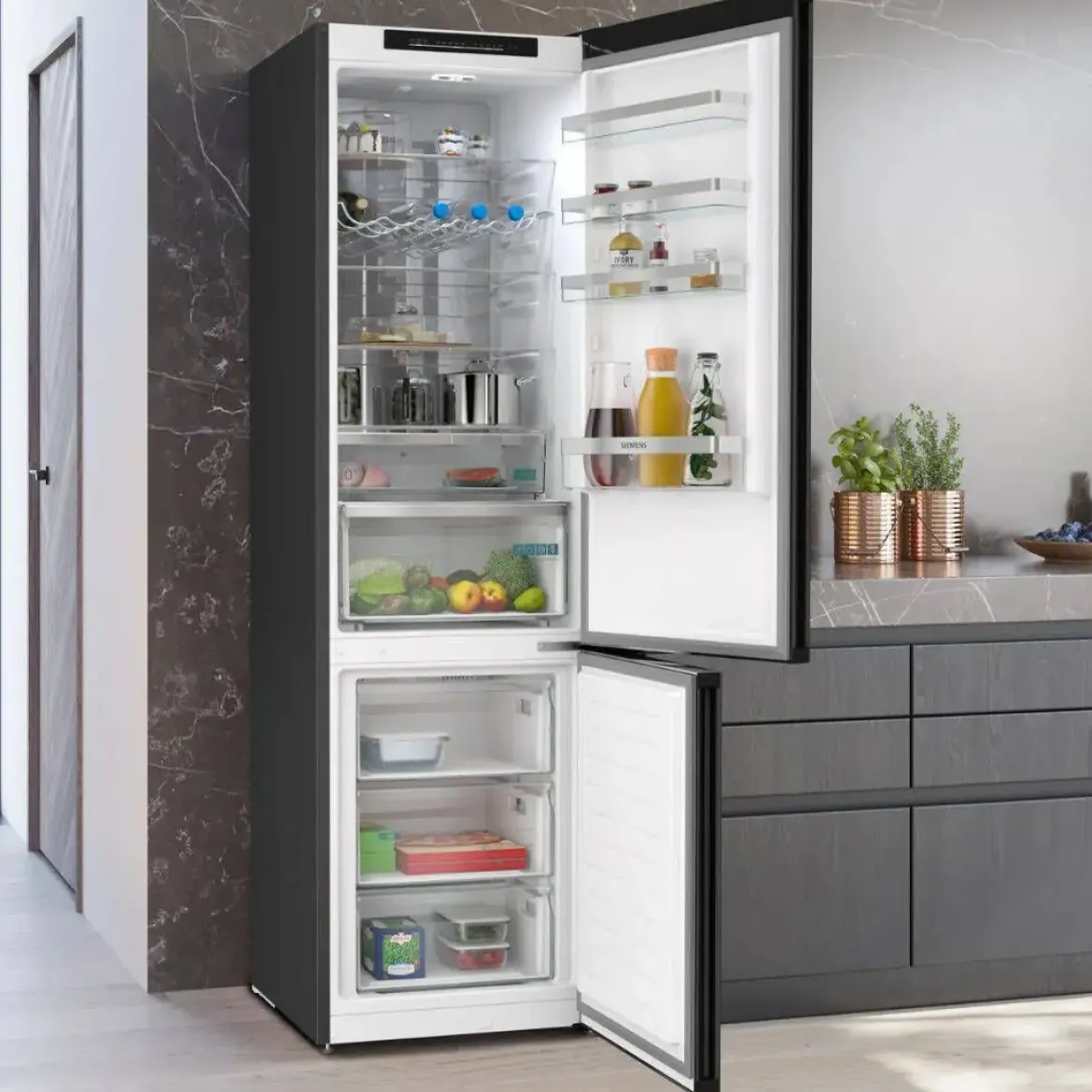 Frigorífico Combi SIEMENS NoFrost Acero Negro Antihuellas KG39NVXCG