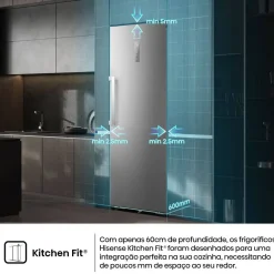 Frigorífico 1 Puerta Hisense RL3K370SAIE1 No Frost Inox 372L Kitchen Fit