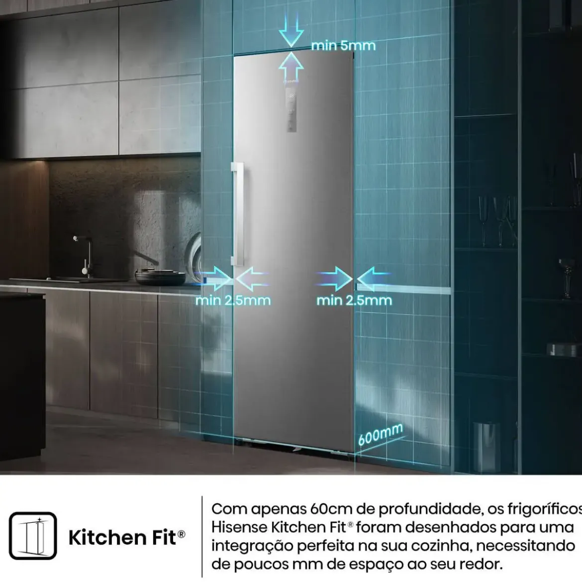Frigorífico 1 Puerta Hisense RL3K370SAIE1 No Frost Inox 372L Kitchen Fit
