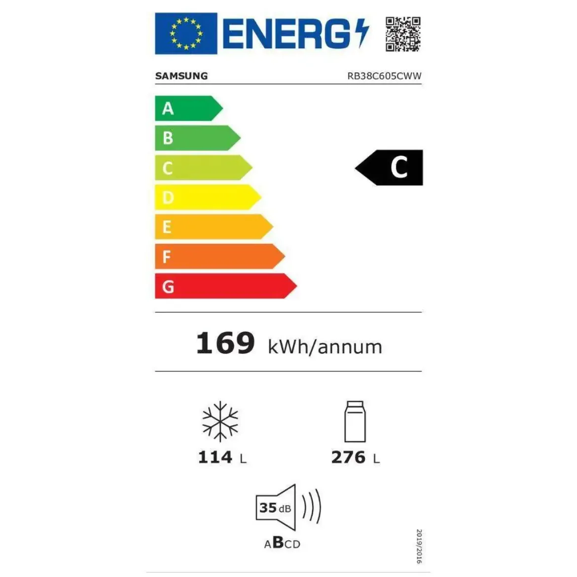 Frigorifico Combi SAMSUNG 390L Clase C con Smart IA RB38C605CWW
