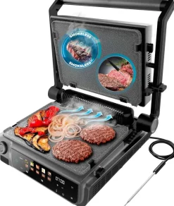 Grill Eléctrico Smokeless 2000 W con Función Smash ROCK`NGRILL CECOTEC A01_EU01_109142