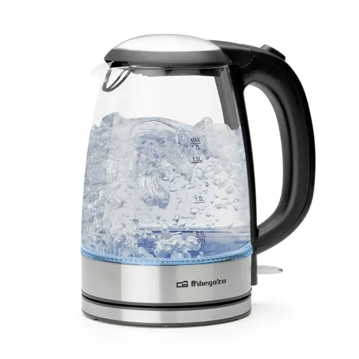 Hervidor de Agua de Cristal 1,7 L con Base 360° ORBEGOZO KT6045