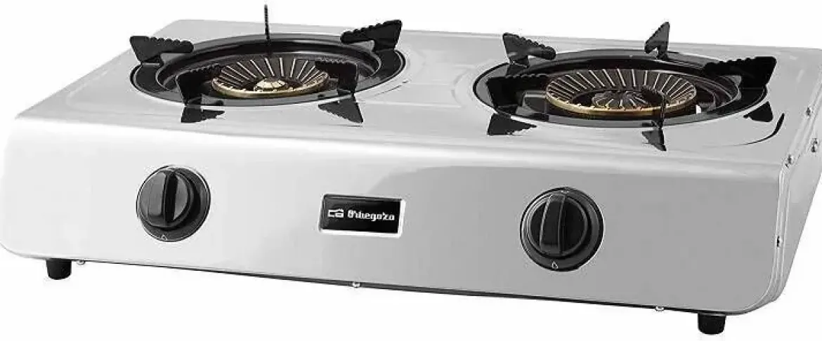 Hornillo de Gas Acero Inox 2 Fuegos Piezoeléctrico FO2710