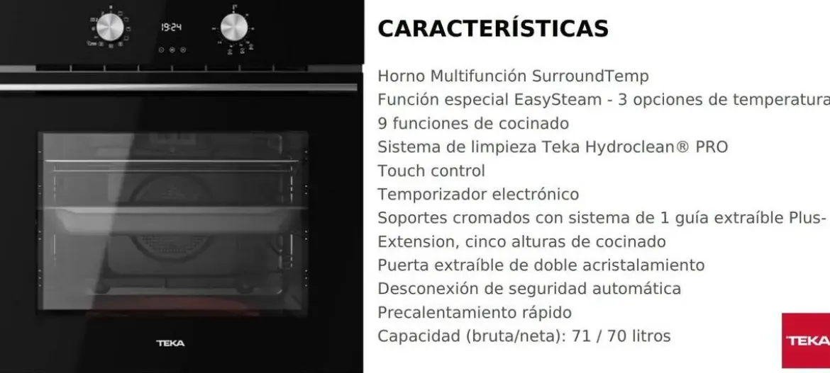 Horno Teka HLB 8408 Easy Steam Vapor HidroClean Negro 111000081
