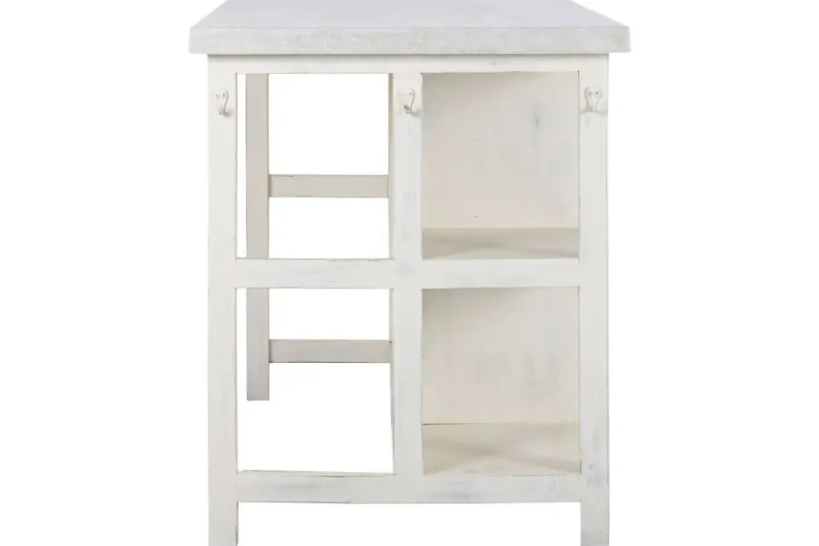 Isla de Cocina con Encimera de Mármol y Cajones Color Blanco MB-224036