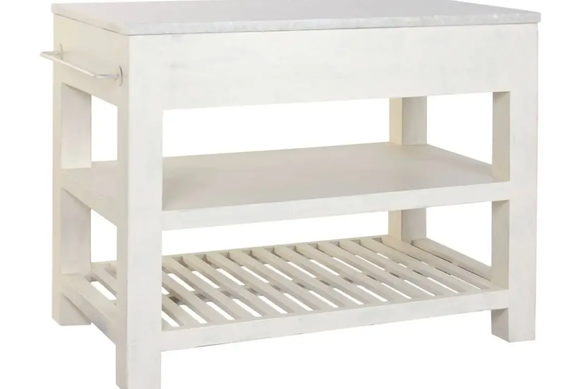 Isla de Cocina de Madera con Encimera de Mármol MB-224037