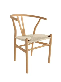 Juego de dos sillas con Asiento de Cuerda Natural y Estructura de Madera Haya Natural ETNA CG1914HC